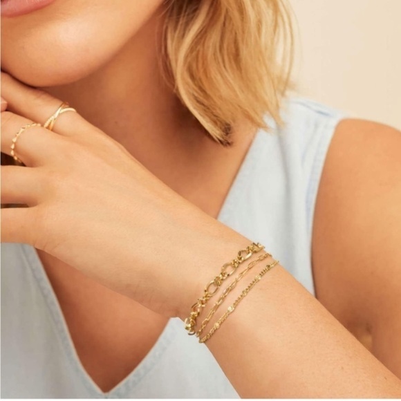Gold Suki Layered Chain Bracelet | Layered Bracelet  Gold 14k Gold Plated Chain Layered Bracelet